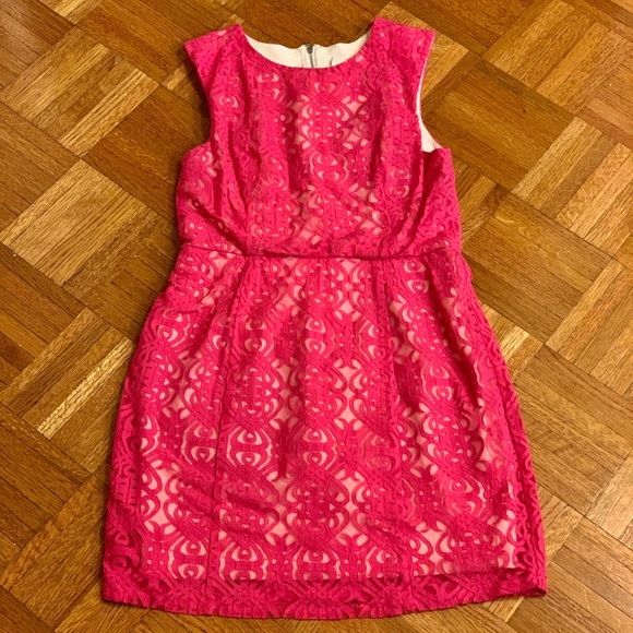 Talulah Scrolling Lace Dress, Hot Pink, Medium - Picture 6 of 11